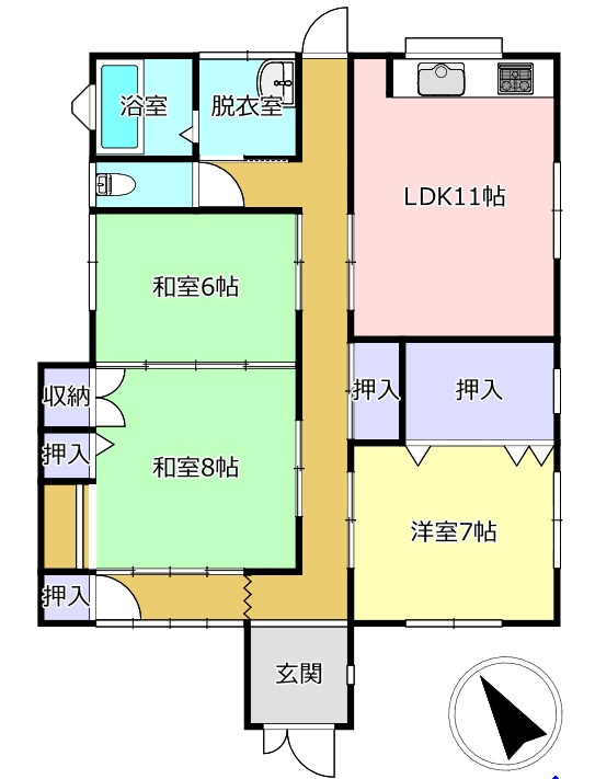 宇土市新開町の中古一戸建の間取り