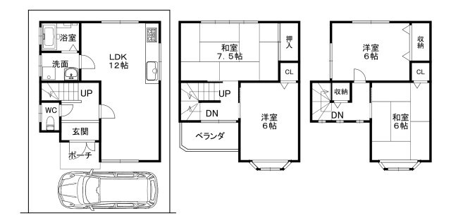 宇治若森の間取り|4LDK　の間取りです
駐車スペースございます。
