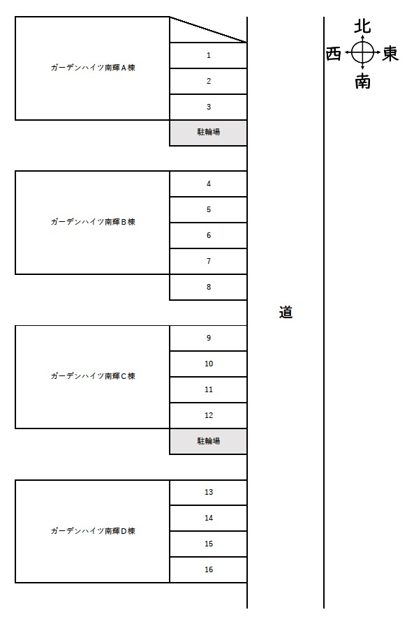 ガーデンハイツ南輝Ｂの区画図