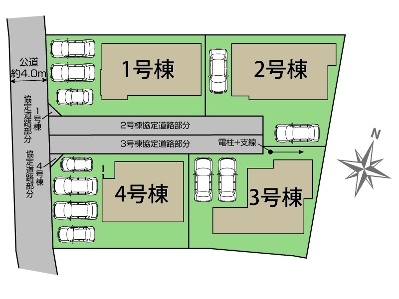 三島市谷田　新築戸建　全４棟　１号棟の区画図