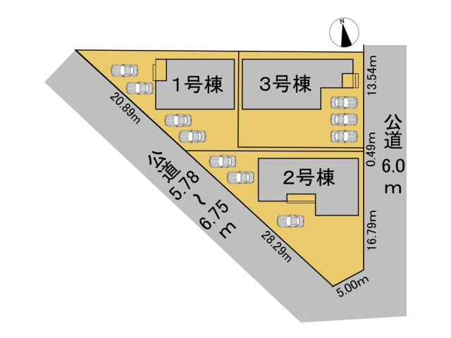【商談中】リーブルガーデン　羽島市竹鼻町第2期　全3区画分譲の区画図|■区画図
■YAMADA電機の　ヤマダ不動産　株式会社リライフ　
いつでもお問合わせ下さい。