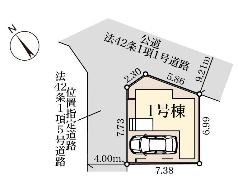 三郷市戸ケ崎3丁目　新築戸建　全1棟の区画図|角地につき開放的な立地です