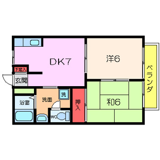【間取り】 | タウニィーイシヅ | ２ＤＫ