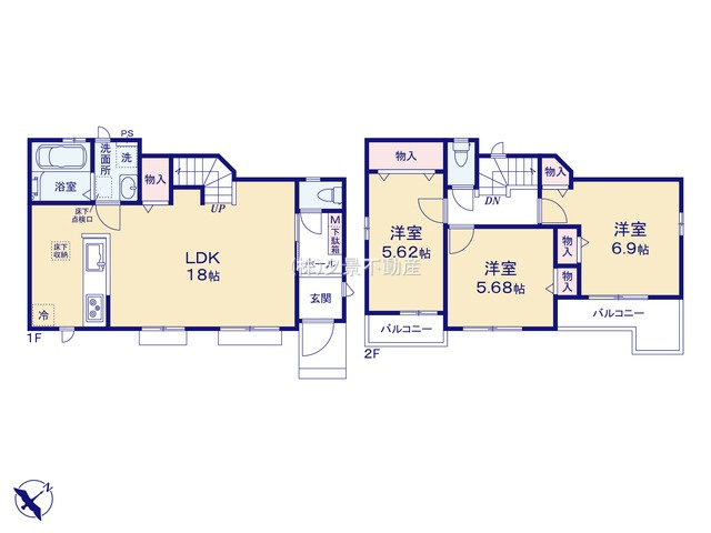 《仲介手数料無料》和光市白子３丁目9-94(A号棟)新築一戸建てハートフルタウンの間取り