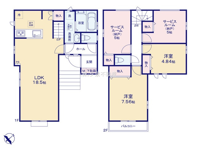 《仲介手数料無料》和光市白子３丁目9-94新築一戸建てハートフルタウンの間取り