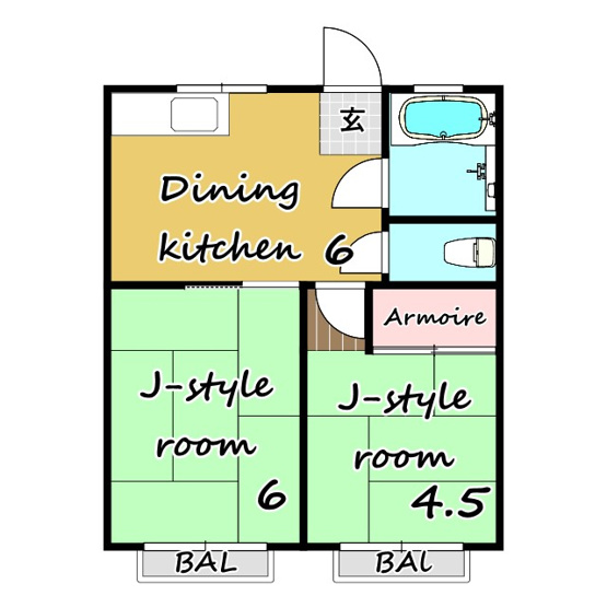 【間取り】 | アタゴコーポラス | ★バス・トイレ別★CATV★二人入居可★