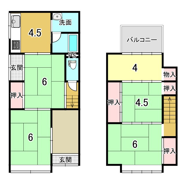 京都市北区紫野大徳寺町　中古テラスハウスの間取り