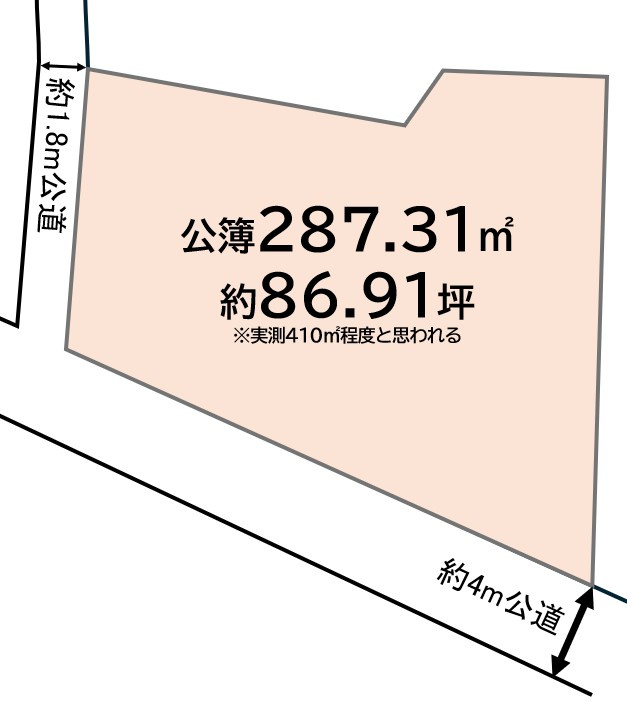 吉見町田甲　土地86坪の土地図