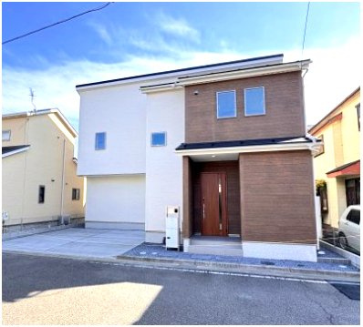 リナージュ前橋六供町1丁目01期　1号棟の外観|六供町に新築住宅を建築が完成しました。限定1棟です！
お客様のご都合に合わせていつでもご見学頂けます♪
リナージュはおしゃれなデザインで人気です☆
