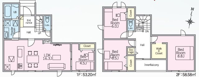 リナージュ前橋六供町1丁目01期　1号棟の間取り|収納充実♪南東向きの4LDKで陽当たり良好な間取りです！
土地面積137.31㎡、建物面積111.78㎡で十分な広さです！