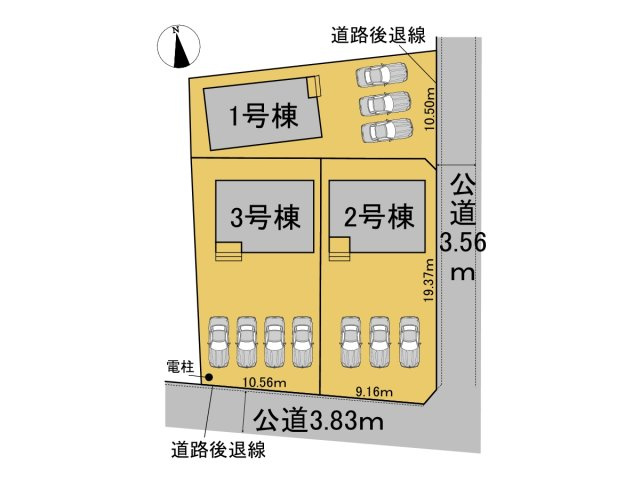 クワイエ　羽島市上中町長間第2　全3区画分譲の区画図|■区画図
■YAMADA電機の　ヤマダ不動産　株式会社リライフ　
いつでもお問合わせ下さい。