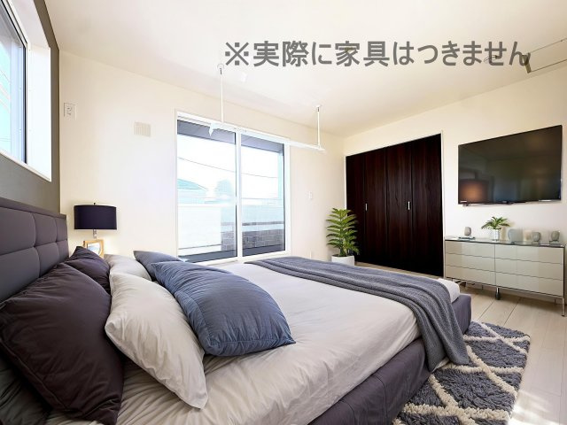 新築戸建・新築建売　福島市笹木野字北寺畑【繰り返す地震に強い】野田小・野田中の洋室|画像はAI加工による演出で、実際の家具は付きません。