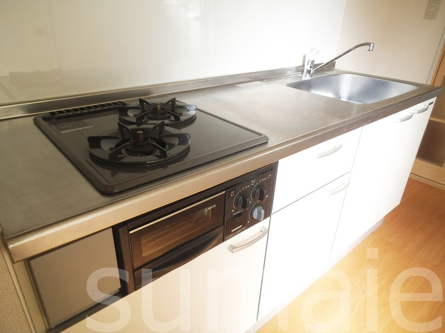 コーポ金野のキッチン|2口ガスコンロ完備のシステムキッチン♪