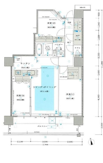 【間取り】 | メガシティータワーズ THE East　龍華小学校区　JR久宝寺駅 | 41階最上階