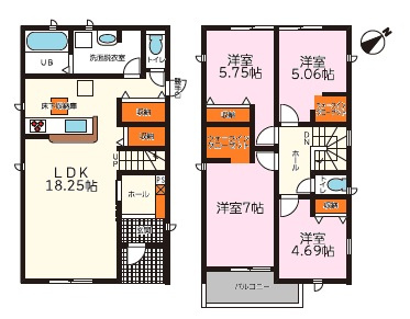 岡崎第257滝町　新築分譲住宅　全2棟　1号棟の間取り