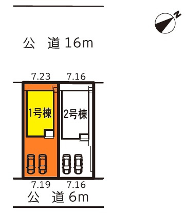岡崎第257滝町　新築分譲住宅　全2棟　1号棟の区画図