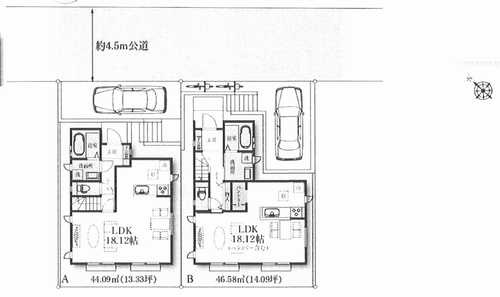 横浜市港南区東永谷1丁目 　新築戸建全2棟　A号棟の区画図