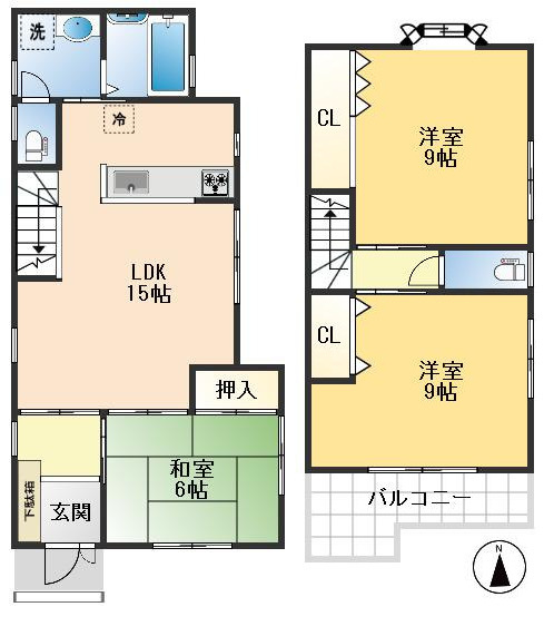 吹田市南高浜町　中古戸建の間取り