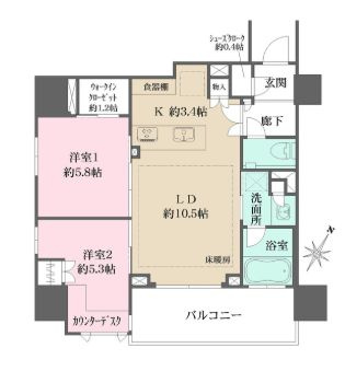 台東区谷中３丁目の賃貸マンションの間取り
