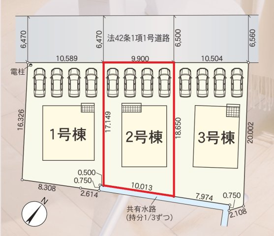【仲介手数料無料／大治町】大治町八ツ屋第3　クレイドルガーデン　新築戸建　2号棟の区画図
