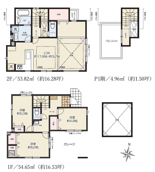 練馬区東大泉6丁目　駅近×ZEH水準　車庫付戸建　全2棟の区画図