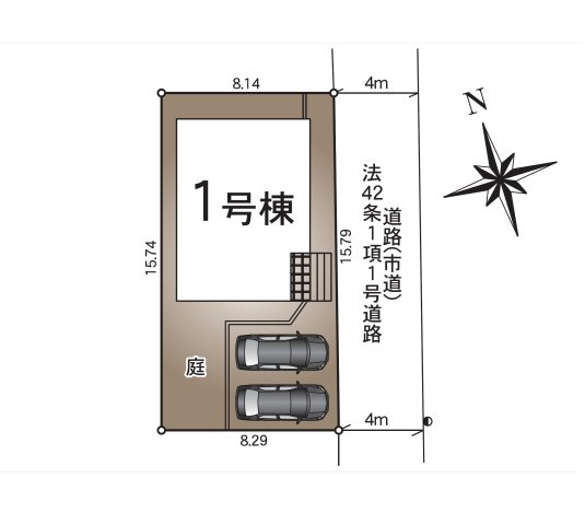 熊本市東区新生1丁目第1₋1棟(1号棟)の区画図|配置図（1号棟）