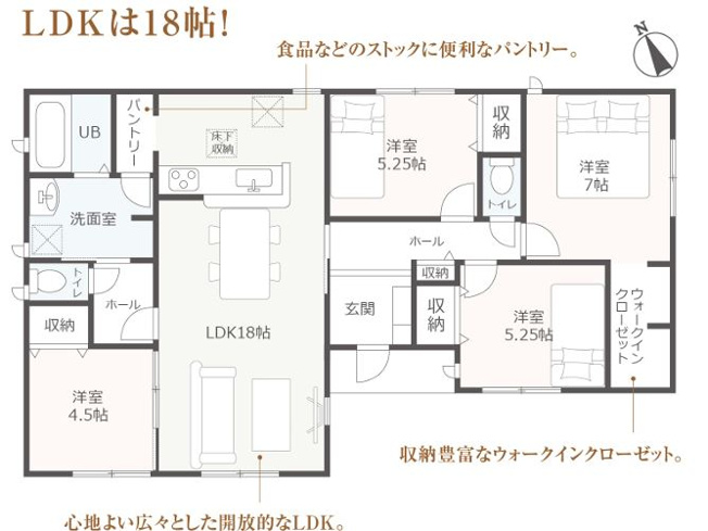 【間取り】 | 袋井市中新田 3期 新築一戸建て | 効率的かつ暮らしのことをしっかり考えた間取りです