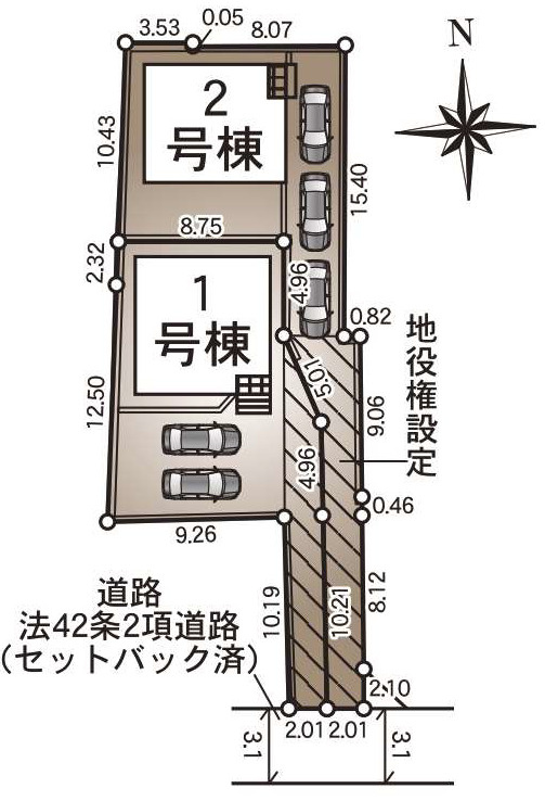 秦野市新町第4　新築戸建　全2棟2号棟の区画図