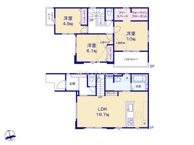春日部市大場4期　新築一戸建ての間取り
