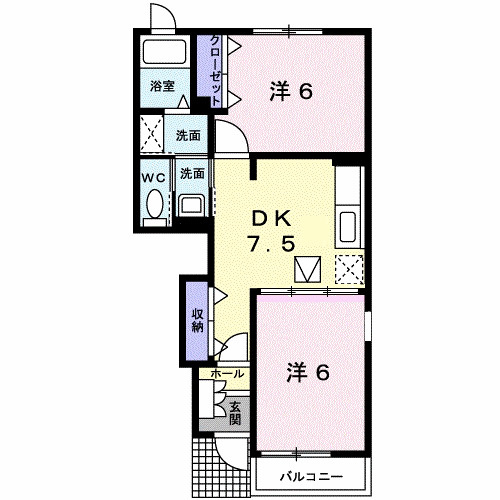 ヴィヴァーチェ　春日野　Ｄの間取り