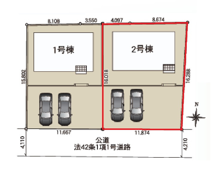 Cradlegarden　 ひたちなか市磯崎町　第3　2の区画図|敷地面積約60坪。南側、道路幅約4.2メートル。日当たり良好です！気になる他の物件と合わせての現地ご案内も可能です。お気軽にお問い合わせください。