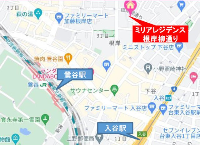 ミリアレジデンス根岸柳通りの地図