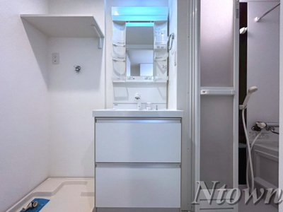 【独立洗面台】 | ハーモニーテラス靖国町 | 独立洗面台、小物を置くことができて便利です