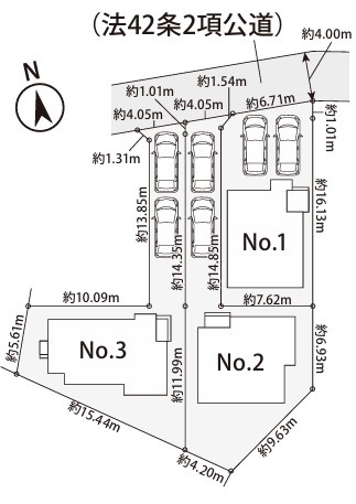 茅ヶ崎市中海岸４丁目　新築戸建　１号棟の区画図|1号棟◇