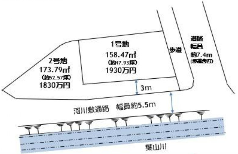 栗東市上鈎1号地　建築条件無し売土地の区画図