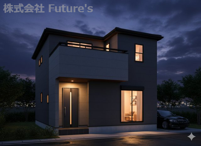 三郷市鷹野4丁目　新築戸建　全6棟　2号棟の外観パース|完成予想図／このパースは図面を基に描いたもので実際とは多少異なる場合がございます。