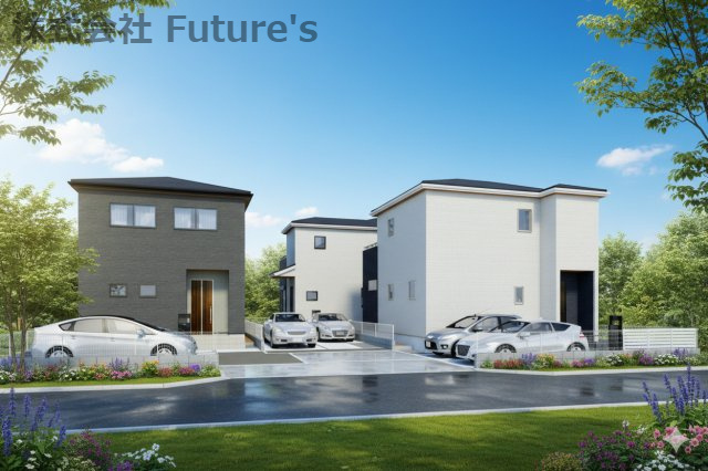 三郷市鷹野4丁目　新築戸建　全6棟　3号棟の外観パース|完成予想図／このパースは図面を基に描いたもので実際とは多少異なる場合がございます。