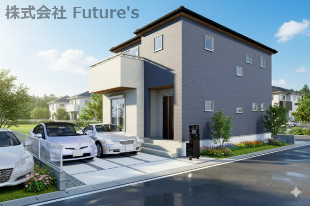 三郷市鷹野4丁目　新築戸建　全6棟　3号棟の外観パース|完成予想図／このパースは図面を基に描いたもので実際とは多少異なる場合がございます。