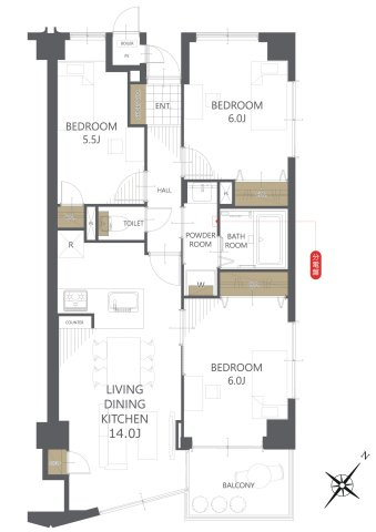 【間取り】ベルメゾン末広Ｅ 