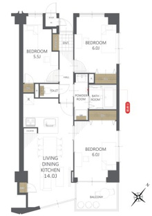 【間取り】ベルメゾン末広Ｅ 