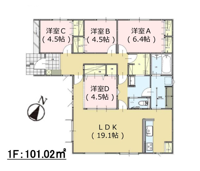 【間取り】 | 糸島市志摩師吉8期・平屋　7号棟（全7棟）【仲介手数料無料・0円】 | 平日、土日祝日もお好きな日時にご見学可能です。お気軽にお問合せ下さい。