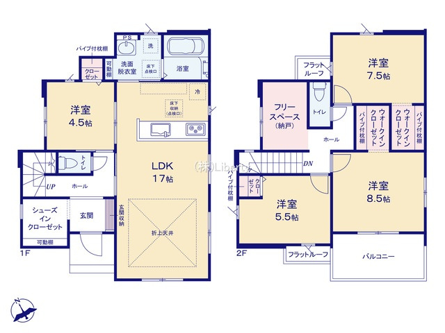 日立市東町3期　新築戸建　1号棟の区画図