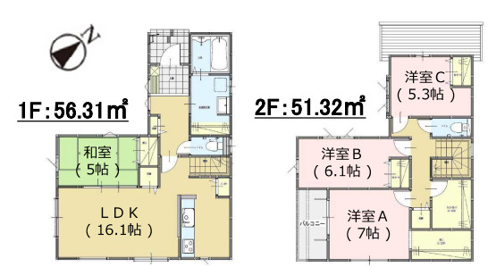 【間取り】 | 糸島市加布里4丁目4期　1号棟（全1棟）【仲介手数料無料・0円】 | 平日、土日祝日もお好きな日時にご見学可能です。お気軽にお問合せ下さい。