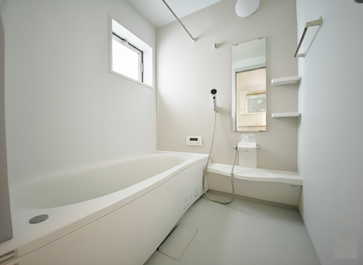 朝霞市三原3丁目の浴室|一坪タイプの浴室は雨の日のお洗濯や寒い冬場の入浴に便利な浴室換気乾燥機付きです