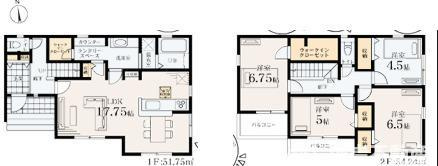 茅ヶ崎市松林2丁目　新築戸建　全10棟の間取り|南向き　４LDKです