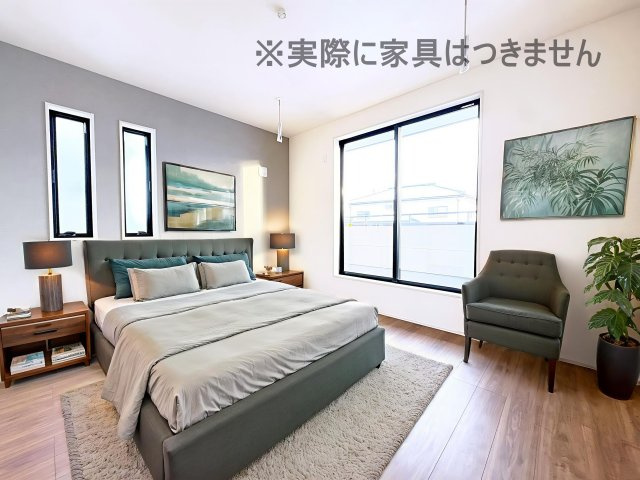 新築戸建・新築建売　平野第8　平野小・平野中の洋室|画像はバーチャルホームステージングの加工による演出で、実際の家具は付きません。