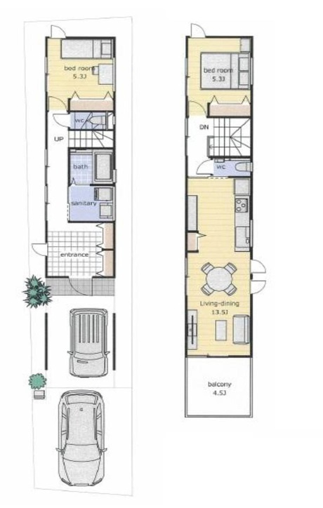 ◎茅ヶ崎市西久保　建築条件なし　売地の参考プラン|駐車スペース2台可能です♪