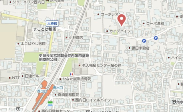 向日市鶏冠井町東井戸　貸家の地図