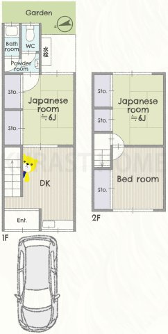 向日市鶏冠井町東井戸　貸家の間取り