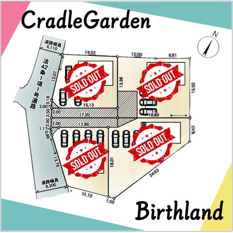 新築戸建・新築建売　西郷村米堀川向＜耐震+制震＞米小・西郷一中の区画図|カースペース3台※敷地内に電柱及び支線が入る場合がございます。